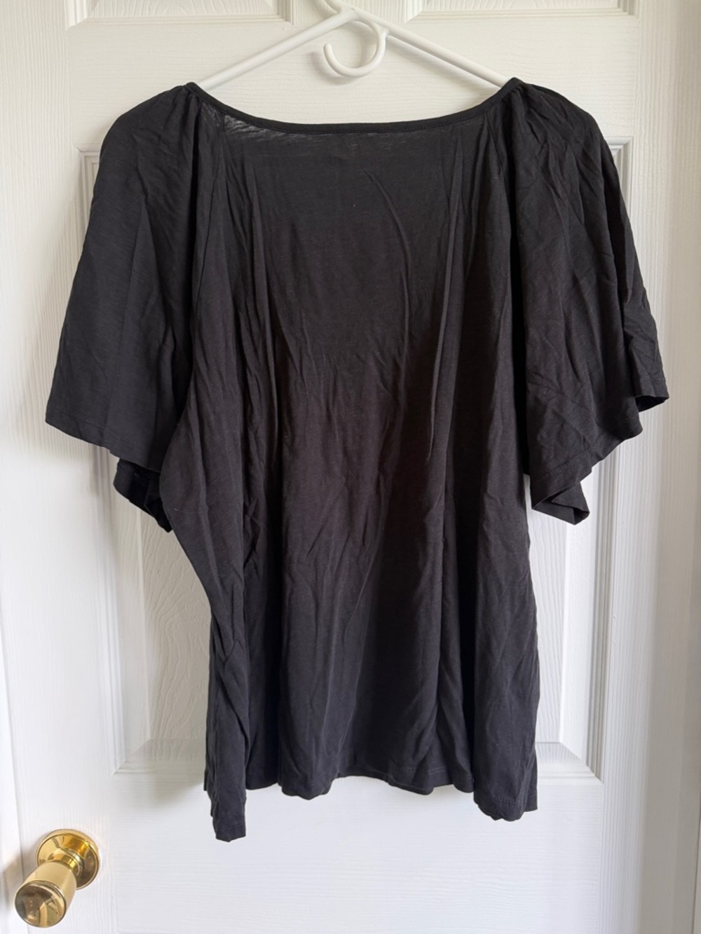 NWT LOFT Black Eyelet Scoop-Neck Flutter Sleeve Top - Picture 7 of 8